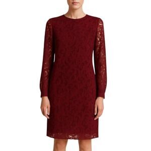 Max Mara Studio Esordio Lace Dress Burgundy Size 4 NWT Designer Quiet Luxury